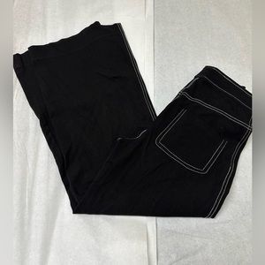 Zara Dark Blue Wash High Rise Horseshoe Bottom Wide Leg Denim Pants 🌸